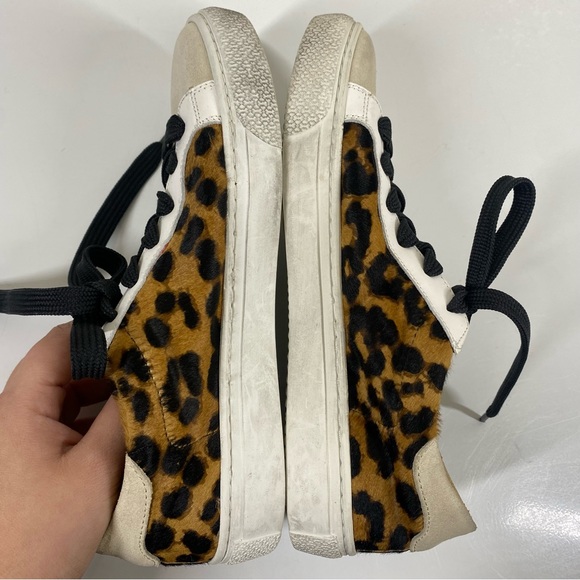 Veronica Beard Distressed Sami Leopard Calf Hair Suede Sneakers - Picture 7 of 11
